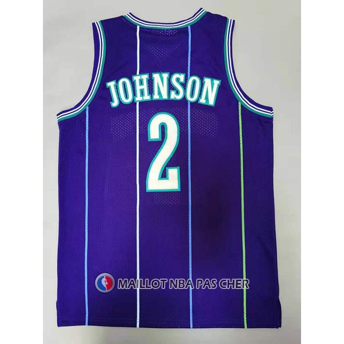 Maillot Charlotte Hornets Larry Johnson NO 2 Mitchell & Ness 1994-95 Volet